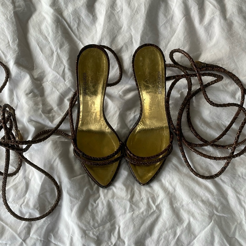 CAVALLI | vintage snakeskin wrap stilettos